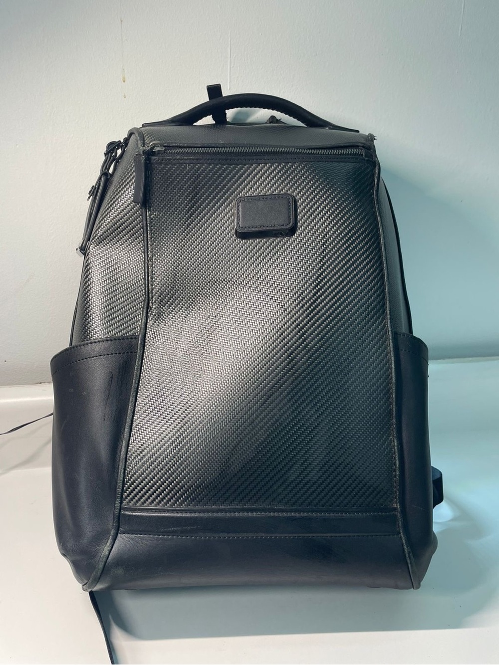 TUMI CFX Watkins 35630CB Carbon Fiber Leather Laptop Backpack Black